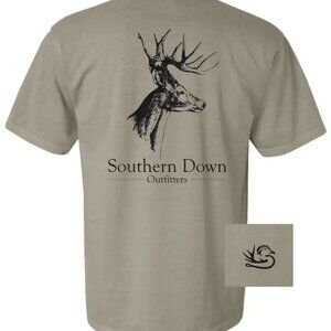 Deer Bust T Shirt Khaki Short Sleeve